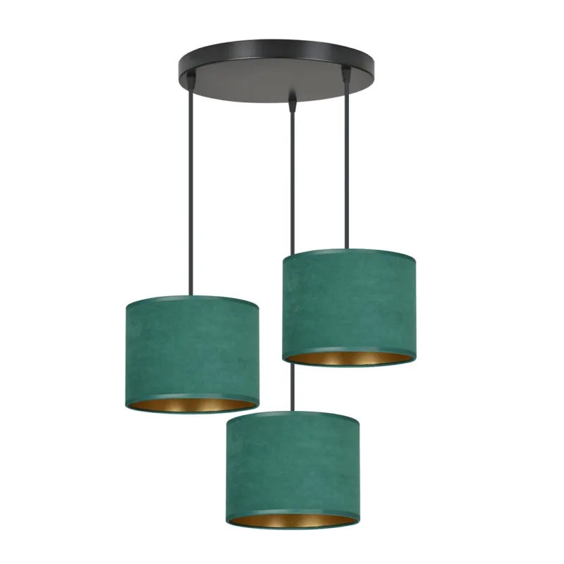 Lampa wisząca Emibig Hilde 3 Premium czarna z zielonym kloszem 3×E27 Szybka wysyłka