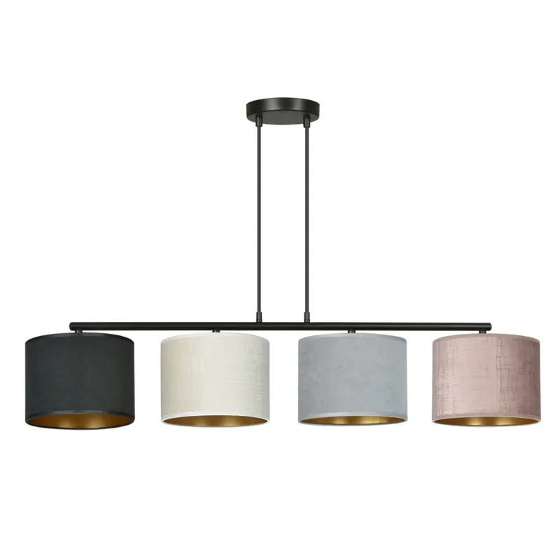 Hit sprzedaży Lampa wisząca Emibig Hilde 4 czarna z mieszanymi kloszami 4×E27