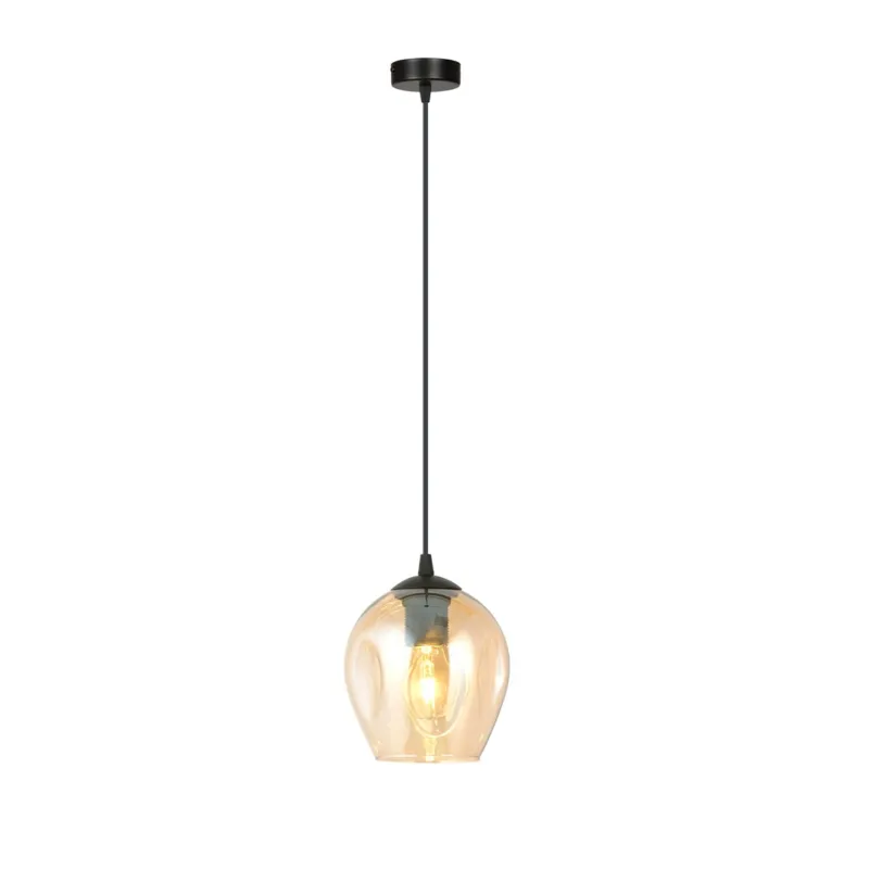 Zniżka Lampa wisząca Emibig Istar 1 czarna z miodowym kloszem E27