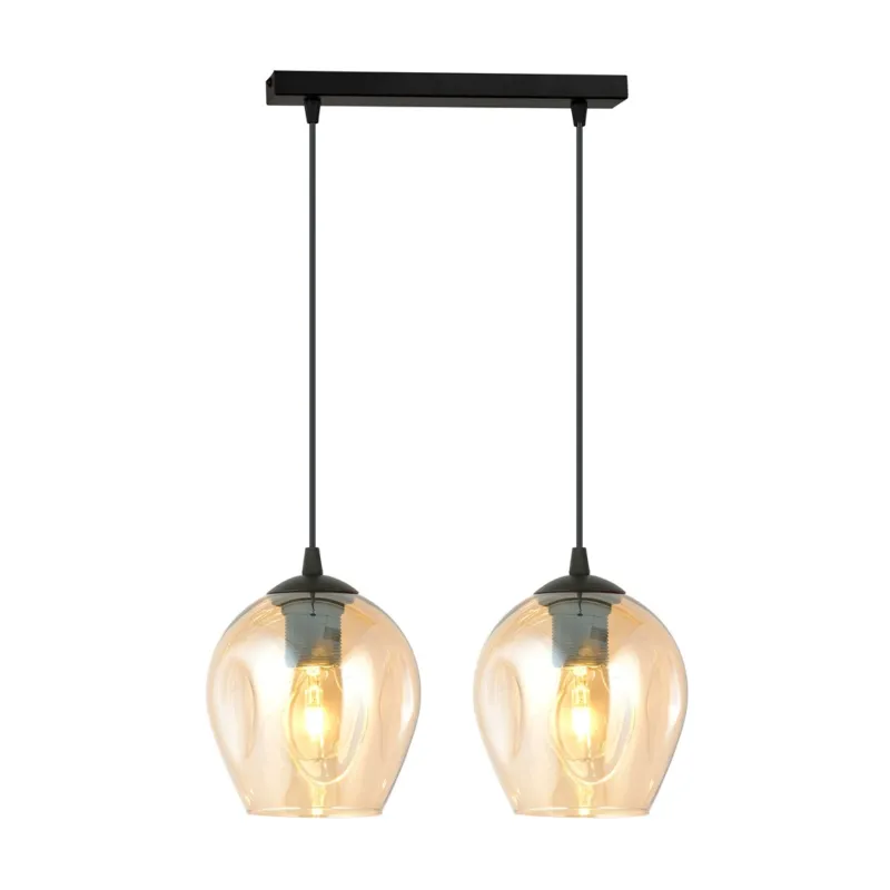 Lampa wisząca Emibig Istar 2 czarna z miodowym kloszem 2×E27 Tylko dziś