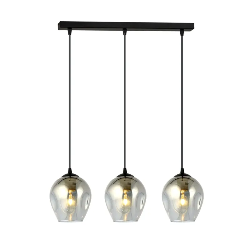 Niska cena Lampa wisząca Emibig Istar 3 czarna z grafitowym kloszem 3×E27