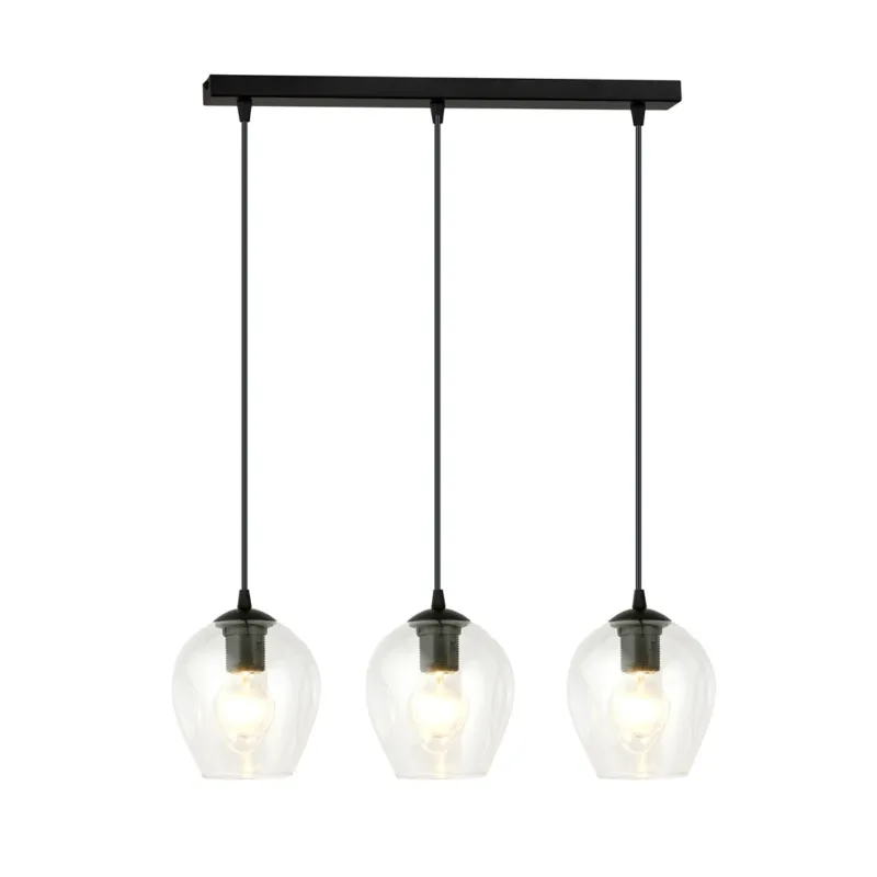 Oferta czasowa Lampa wisząca Emibig Istar 3 czarna z transparentnym kloszem 3×E27