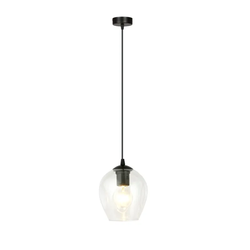 Najlepsza cena Lampa wisząca Emibig Istar czarna z transparentnym kloszem 1×E27