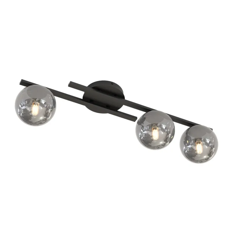 Niska cena Lampa wisząca Emibig Kairo 3 czarna z grafitowym kloszem 3×E14