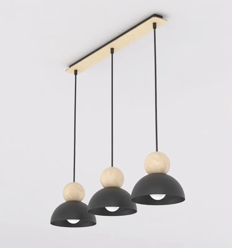 Lampa wisząca Emibig Kaki 3 czarna 3×E27 Do wyczerpania zapasów