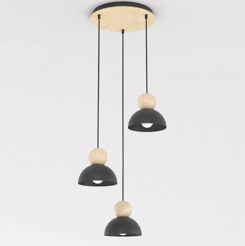 Lampa wisząca Emibig Kaki 3 Premium czarna 3×E27 Rabat