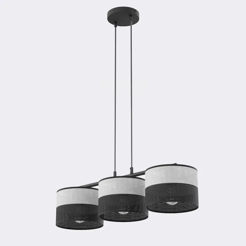 Kup online Lampa wisząca Emibig Karbon 3 czarna z szarym kloszem 3×E27