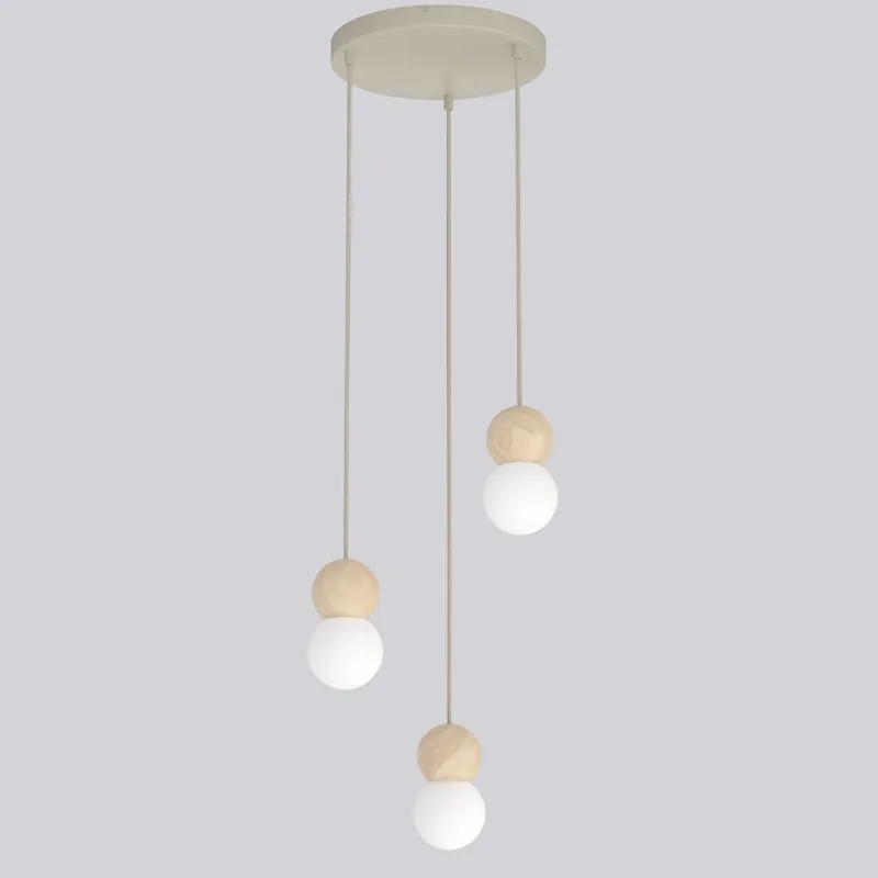 Dostępne od ręki Lampa wisząca Emibig Loop 3 beżowa z białym kloszem 3×G9