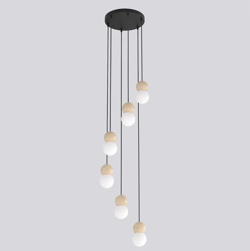 Wysoka jakość Lampa wisząca Emibig Loop 6 czarna z białym kloszem 6×G9