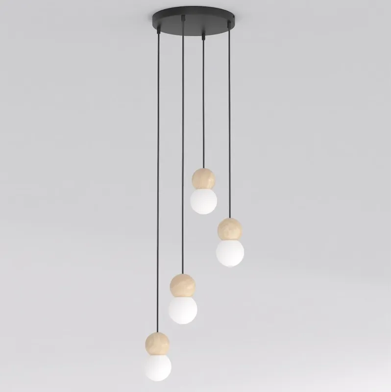 Darmowy zwrot Lampa wisząca Emibig Loop czarna z białym kloszem 4×G9