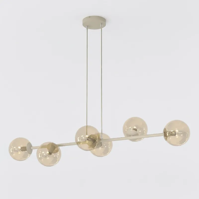 Lampa wisząca Emibig Magnus 6 beżowa z miodowym kloszem 6×E14 Tylko dziś