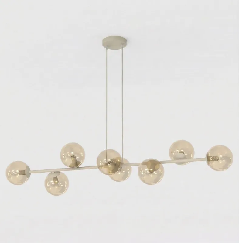 Bestseller Lampa wisząca Emibig Magnus 8 beżowa z miodowym kloszem 8×E14