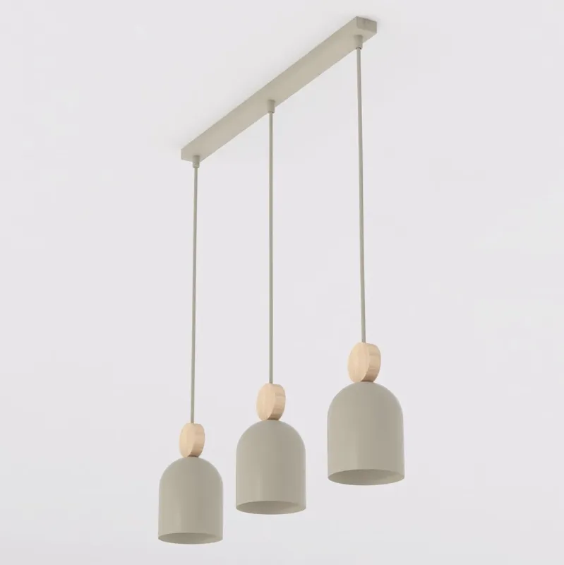 Szybka wysyłka Lampa wisząca Emibig Mesi 3 beżowa z drewnem 3×GU10