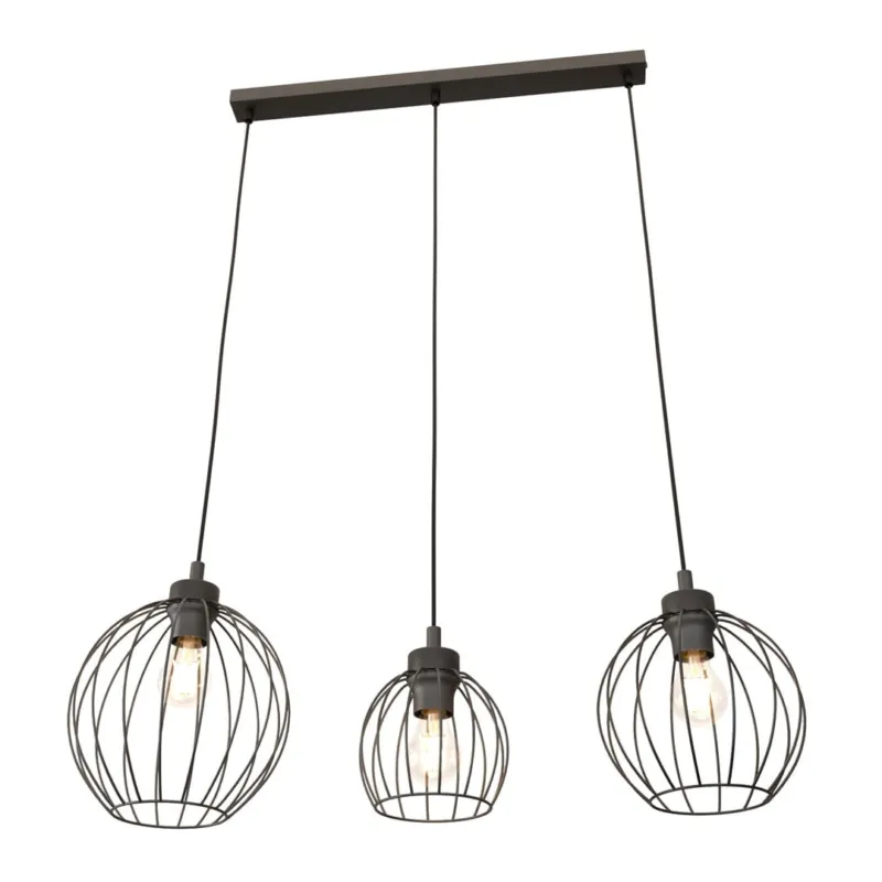Cena promocyjna Lampa wisząca Emibig Nando 3 czarna z czarnym kloszem 3×E27