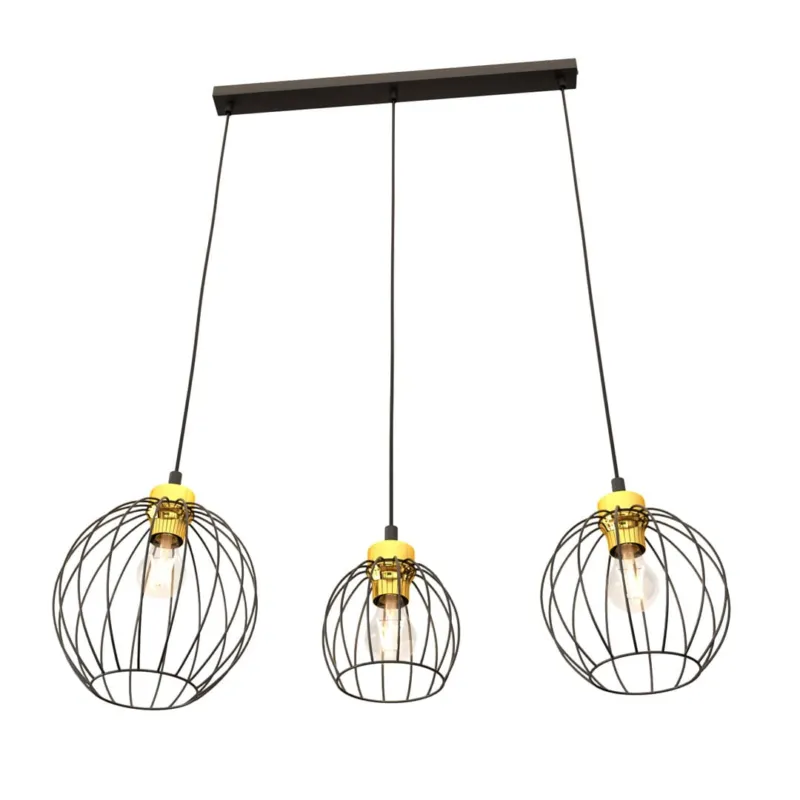 Wysoka jakość Lampa wisząca Emibig Nando 3 czarna ze złotymi detalami 3×E27