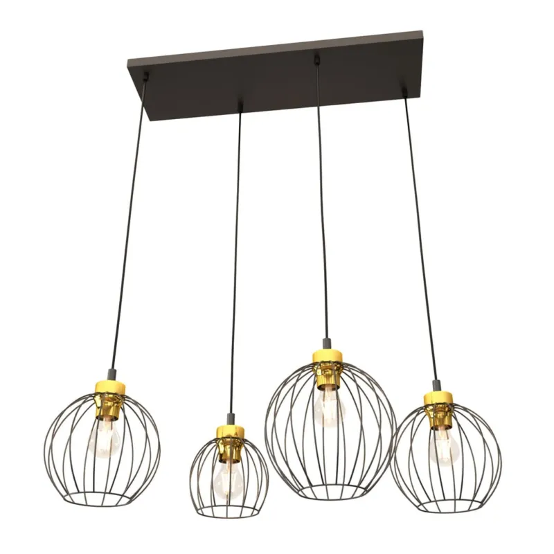 Szybka wysyłka Lampa wisząca Emibig Nando 4 czarna ze złotymi detalami 4×E27