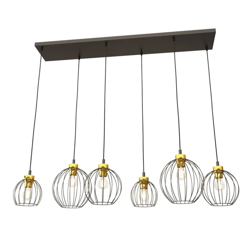 Lampa wisząca Emibig Nando 6 czarna ze złotym 6×E27 Okazja