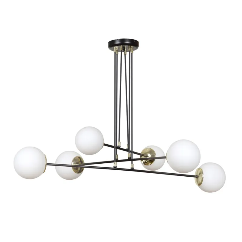 Lampa wisząca Emibig Ognis 6 czarna z białym kloszem 6×E27 Szybka wysyłka