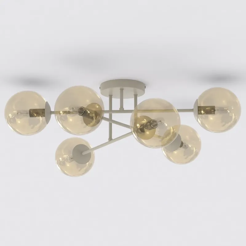 Lampa wisząca Emibig Roma 6 beżowa z miodowym kloszem 6×E14 Nowy