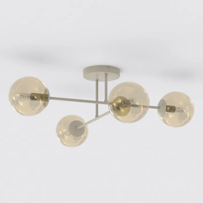 Lampa wisząca Emibig Roma beżowa z miodowym kloszem 4×E14 Wysoka jakość