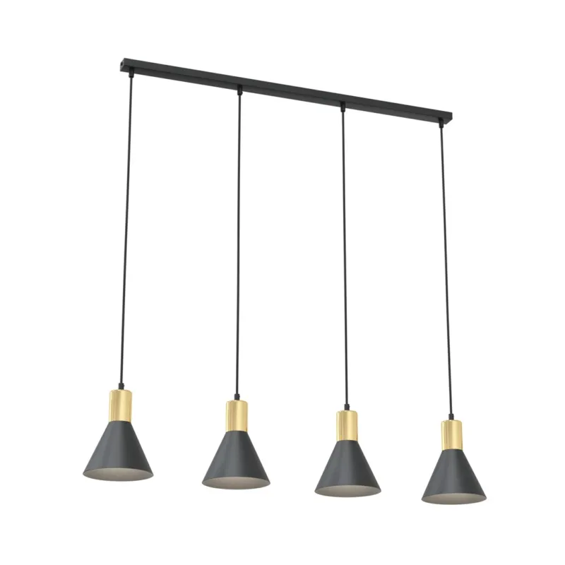 Nie przegap Lampa wisząca Emibig Rosa 4 czarna ze złotym kloszem 4×E27