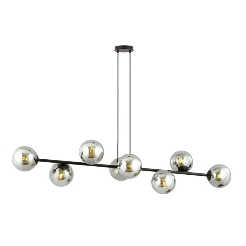 Premium Lampa wisząca Emibig Rossi 8 czarna z grafitowym kloszem 8×E14