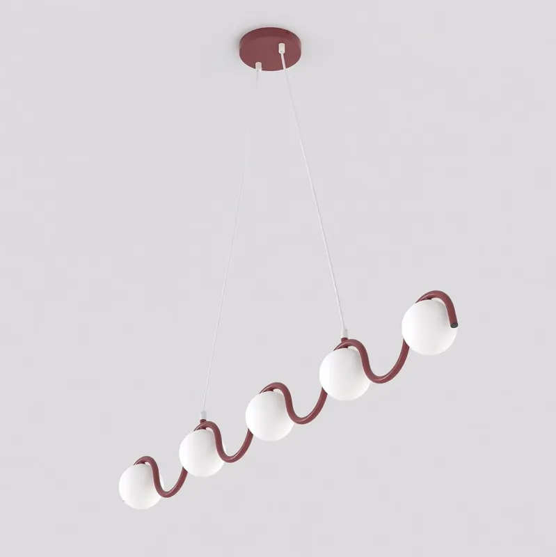 Ekspresowa dostawa Lampa wisząca Emibig Sinus 5 burgundowa z białym kloszem 5×G9