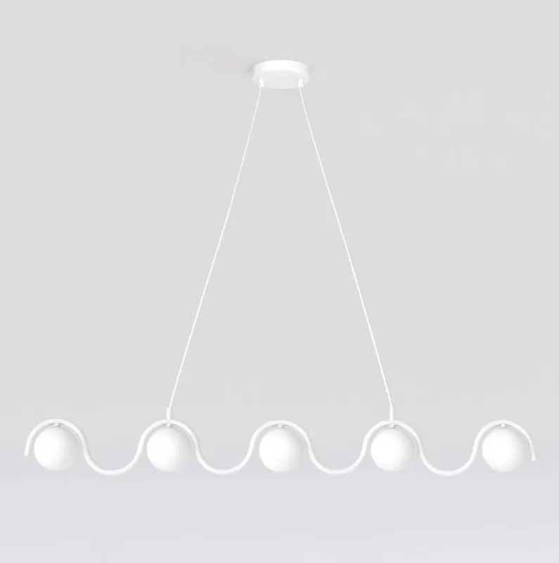 Promocja Lampa wisząca Emibig Sinus biała z białym kloszem 5×G9
