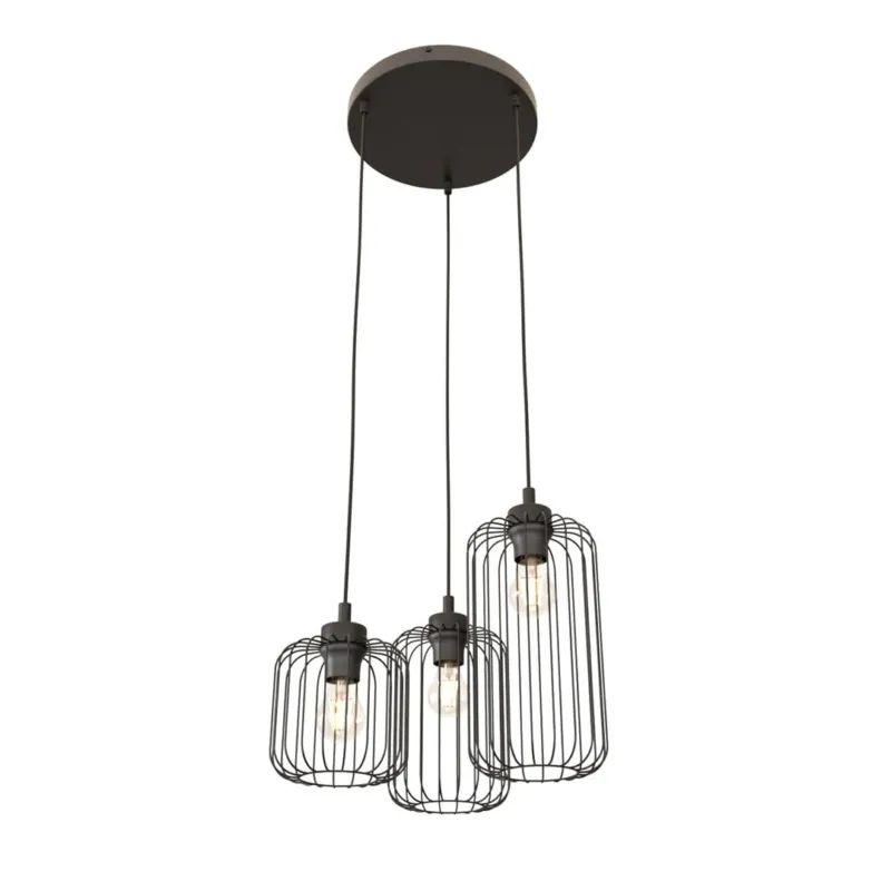 Tylko do końca tygodnia Lampa wisząca Emibig Vander 3 Premium czarna z czarnym kloszem 3×E27