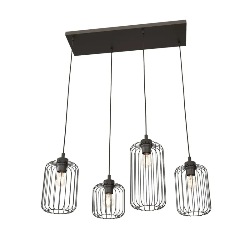 Premium Lampa wisząca Emibig Vander 4 czarna z czarnym kloszem 4×E27