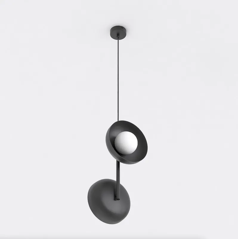Lampa wisząca Emibig Vanila 2 czarna z białym kloszem 2×G9 Premium