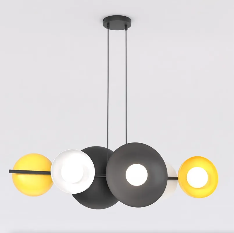Do wyczerpania zapasów Lampa wisząca Emibig Volum 6 czarna z mieszanymi kloszami 6×G9