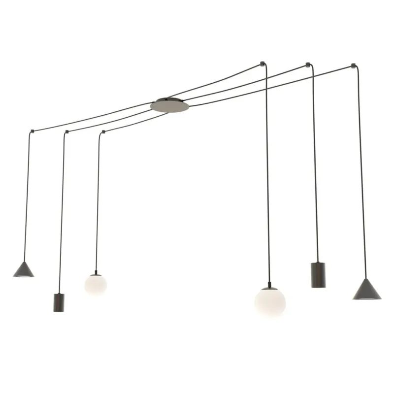 Ekspresowa dostawa Lampa wisząca Fuji czarny 6x E14, GU10, GX53 - Emibig