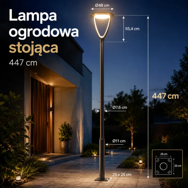 Obniżka ceny Oprawa Parkowa Led 60W Wysokość 447Cm Uran Ur-4500