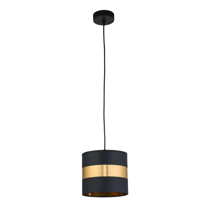 Premium Elegancka lampa wisząca z czarno-złotym abażurem tubą Ø20cm nad wyspę PARIS 4384 1xE27 TK Lighting