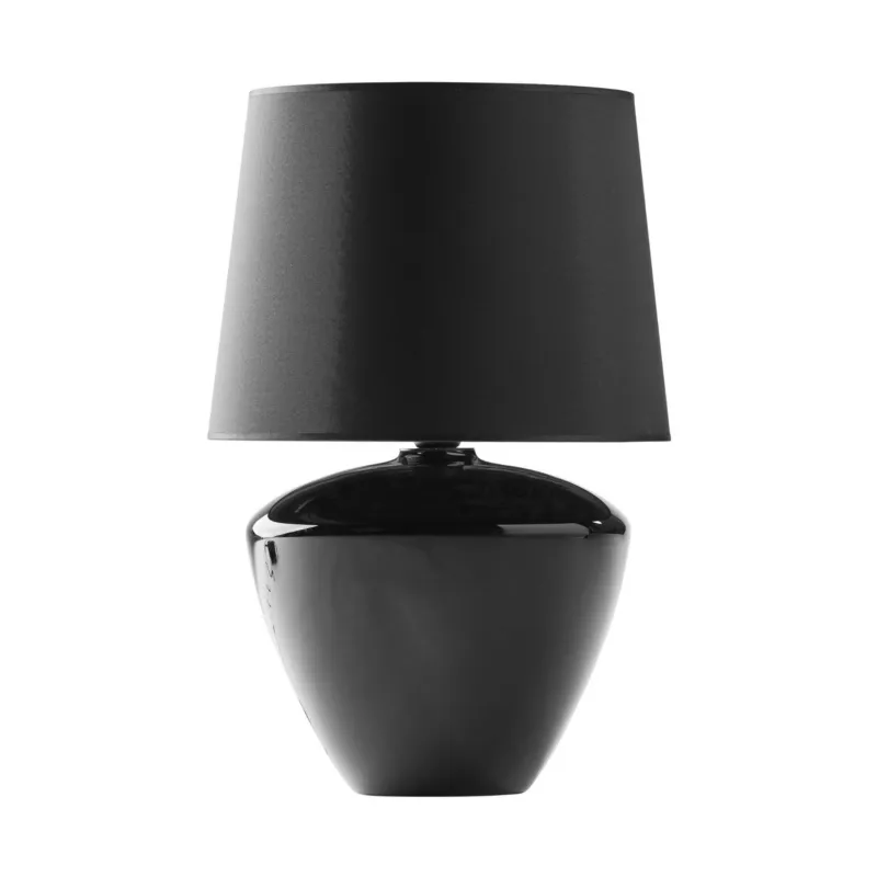 Elegancka, wysoka lampa stołowa 62cm czarna ze szklaną podstawą i tkaninowym abażurem FIORD BLACK 1xE27 TK Lighting Promocja