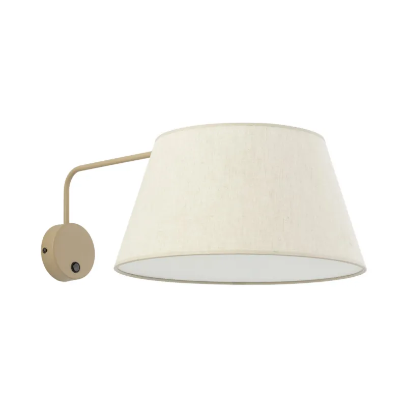 Elegancki kinkiet z włącznikiem i jasnym, lnianym abażurem do sypialni FORMO SABIA LEN 1xE27 11342 TK Lighting Hit sprzedaży