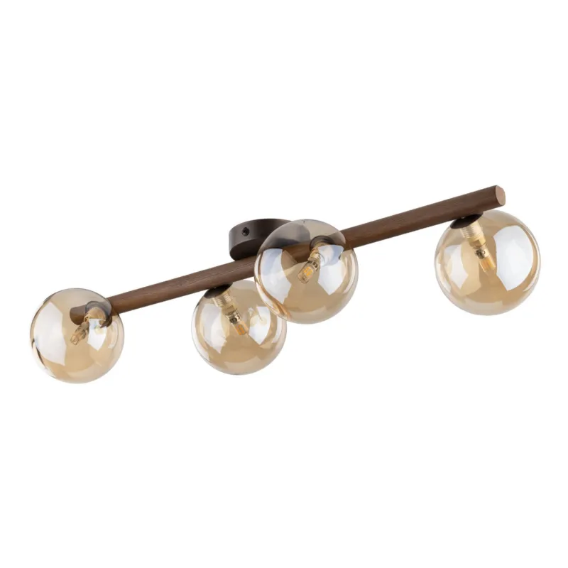 Ograniczona ilość Drewniano-szklana lampa sufitowa w stylu skandynawskim, idealna do salonu ESTERA WOOD 4xG9 11094 TK Lighting