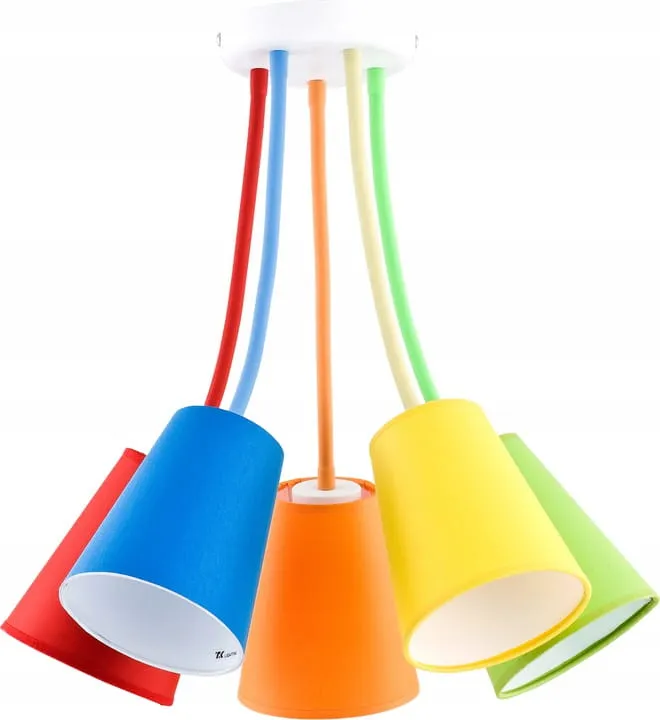 Wybór klientów Kolorowa lampa wisząca z abażurami na elastycznych ramionach do pokoju dziecięcego 5xE27 WIRE COLOUR 2107 TK Lighting