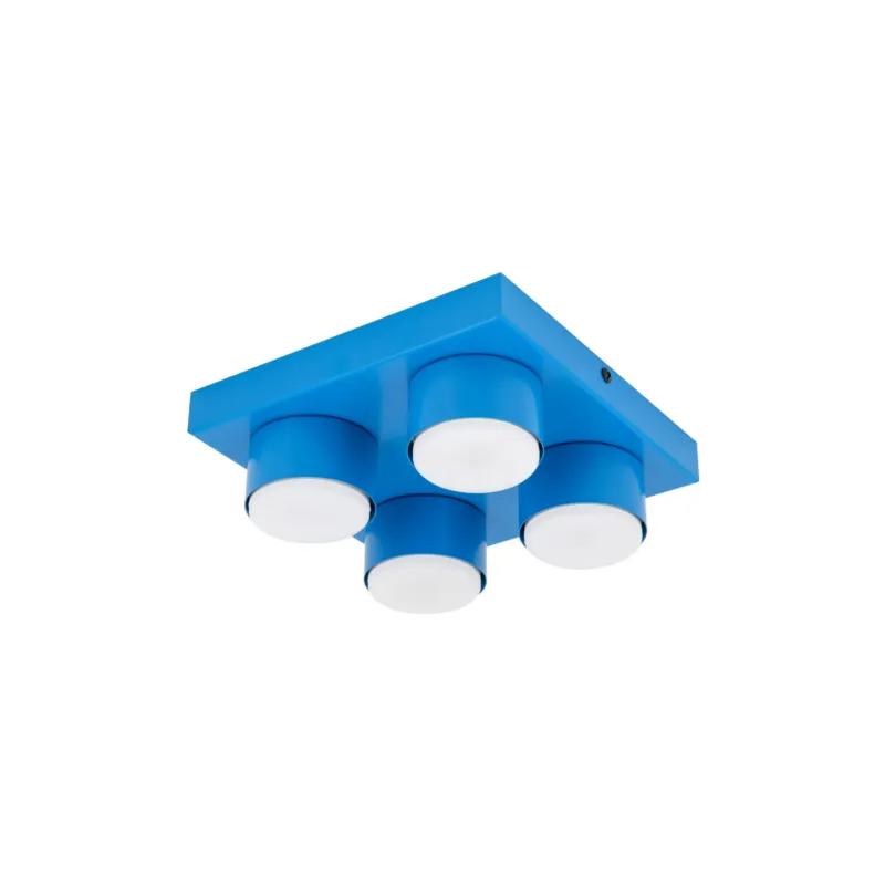 Tylko do końca tygodnia Kwadratowa, niebieska lampa sufitowa z czterema spotami tubami 4xGX53 BRIX BLUE 11284 TK Lighting