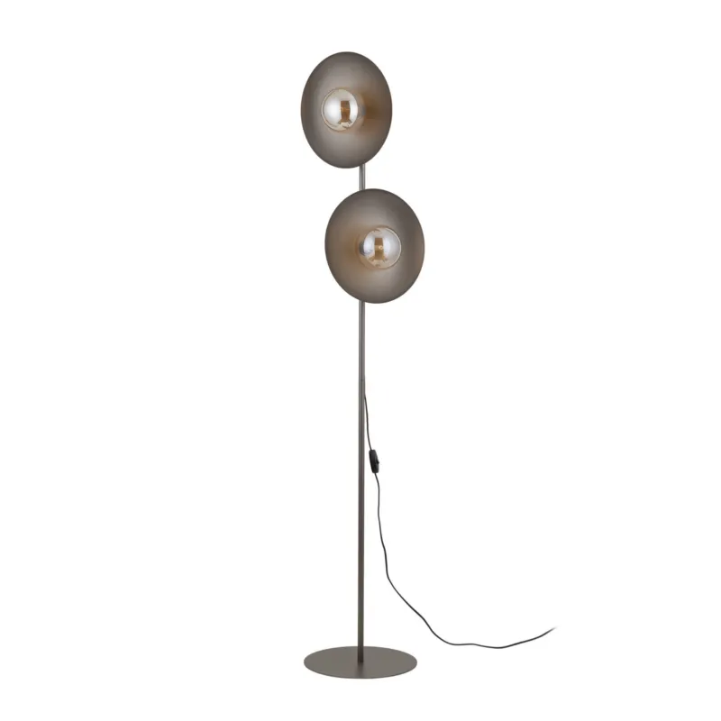 Szybka wysyłka Lampa podłogowa brązowa do loftowych wnętrz, dwa klosze SLATE NEW BROWN GLASS 2xG9 16190 TK Lighting