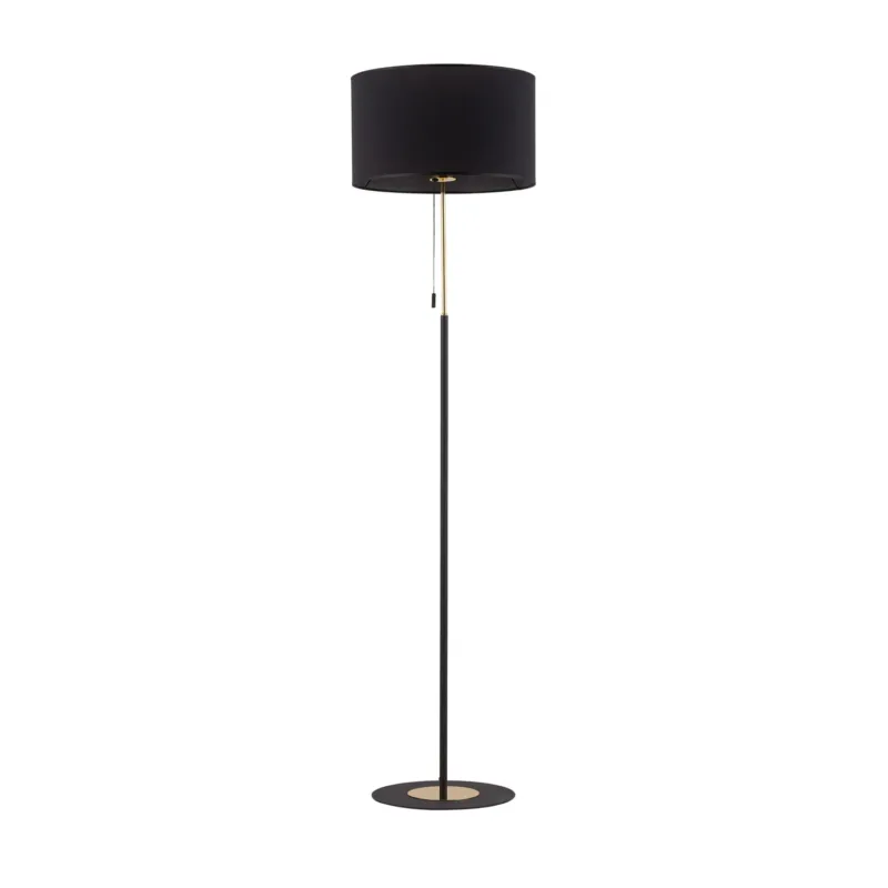 Cena promocyjna Lampa podłogowa LORD do eleganckiego salonu czarny abażur, sznurkowy włącznik 5153 TK Lighting