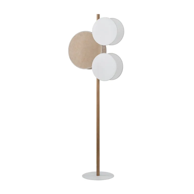 Taniej Lampa podłogowa z abażurami, drewnianą nogą i metalową podstawą 125cm PULSE 3xE27 5960 TK Lighting