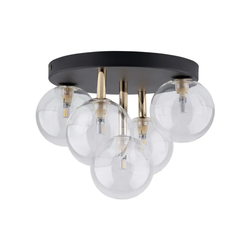 Taniej Lampa sufitowa z czarno-złotymi elementami - do sypialni nowoczesnej lub glamour NILOS 5xG9 758 TK Lighting