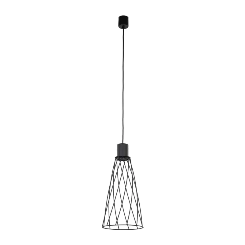 Lampa wisząca czarna MODESTO w stylu rustykalnym, stożkowaty druciany klosz na GU10 10161 TK Lighting Rabat
