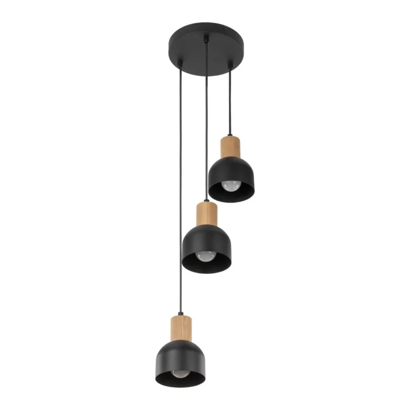 Szybka wysyłka Lampa wisząca do salonu CAIRO z trzema czarnymi kloszami 4895 TK Lighting
