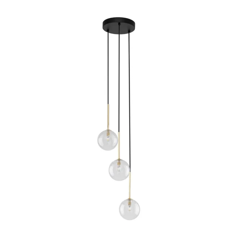 Lampa wisząca na okrągłej rozecie ze szklanymi kulami NILOS czarno-złota 3xG9 5942 TK Lighting Nie przegap