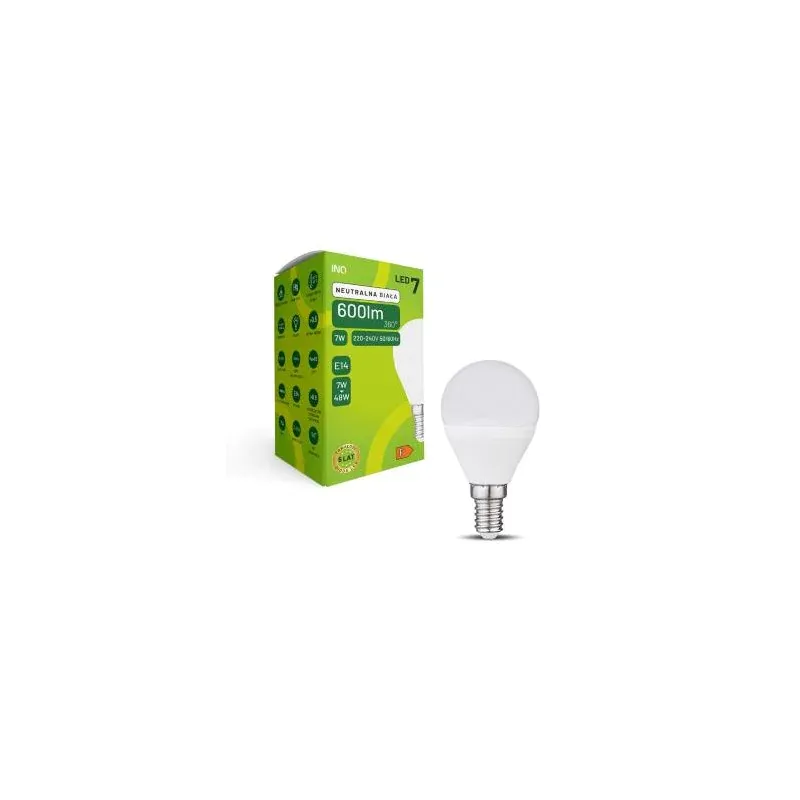 Ekspresowa dostawa Żarówka LED E14 kulka 7W neutralna 4000K ELP045NW INQ