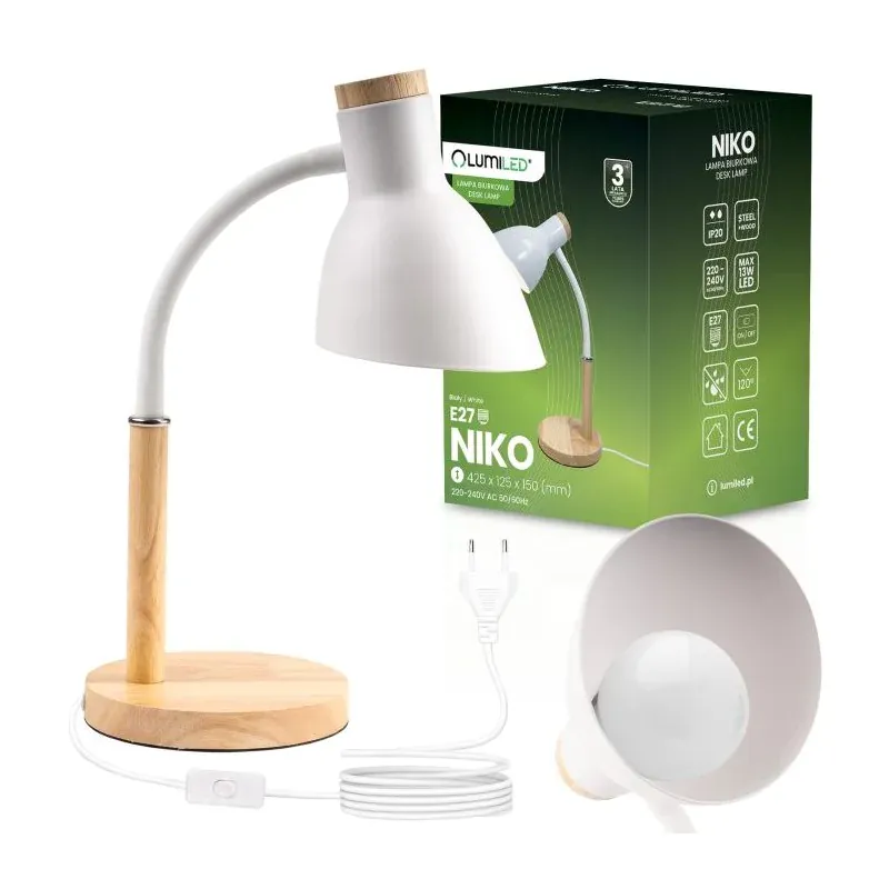 Lampa na biurko klasyczna bIała Oferta