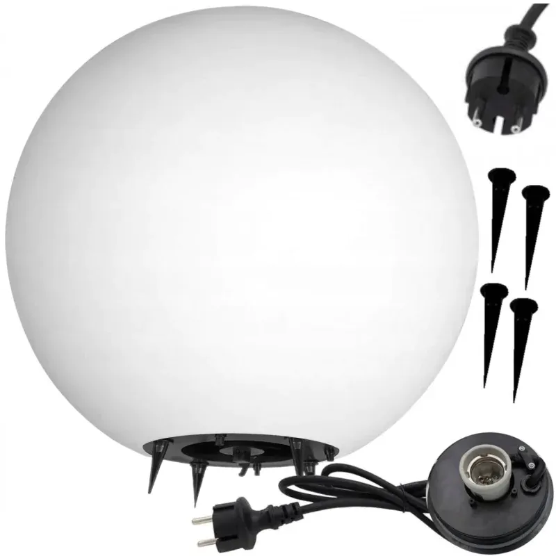 Hit cenowy Lampa ogrodowa KULA wbijana 230V biała na żarówkę E27 LUNA